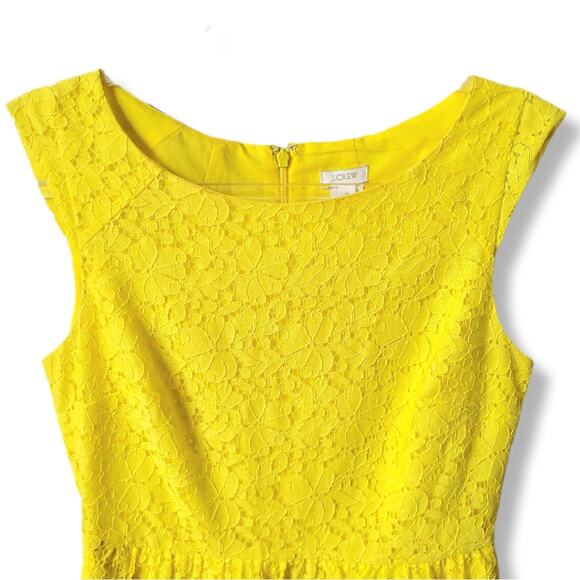 J Crew Yellow Lace Sheath Dress 0 Cotton Ladylike Mod Retro Career Summer - Picture 3 of 12